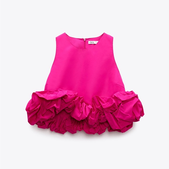 Tops | Zara Voluminous Top Limited Edition Neon Fuchsia